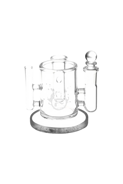 A front view of the Pulsar Isopropyl Cleaning Station, showcasing the clear glass container and circular base.