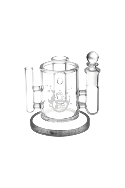 A slightly angled view of the Pulsar Isopropyl Cleaning Station, featuring a clear glass chamber with attached tubes on a circular base.