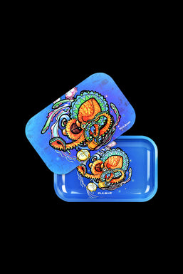 Pulsar Metal Rolling Tray with Lid - Psychedelic Octopus