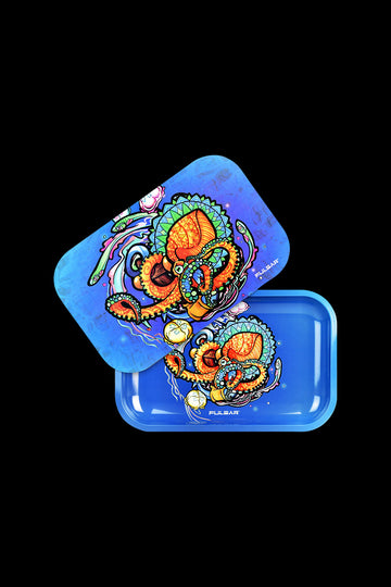 Pulsar Metal Rolling Tray with Lid - Psychedelic Octopus