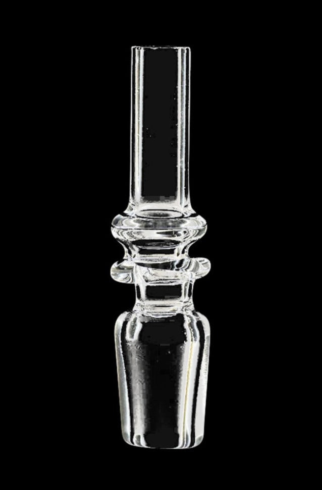 Front view of the Pulsar RIP Series Ringer Replacement Quartz Tip, showing a clear, cylindrical glass tip with a subtle ring design.