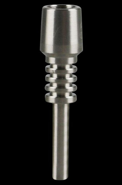 A front view of the Pulsar RIP Vapor Straw, showcasing its long, slender metallic body and streamlined design.