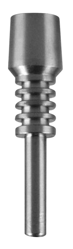 A close-up, angled view of the Pulsar RIP Nectar Collector 10mm Titanium Tip, showing its polished metal construction.