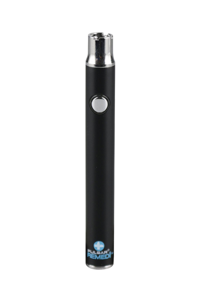 A studio shot of the Pulsar ReMEDi Variable Voltage Battery, showing its sleek, black cylindrical design against a white background.