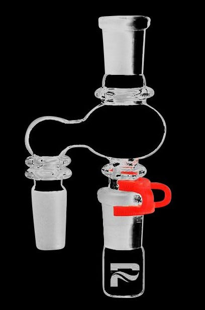 Front view of the Pulsar 14.5mm Concentrate Reclaimer Kit, showing a clear glass attachment with a rounded design.