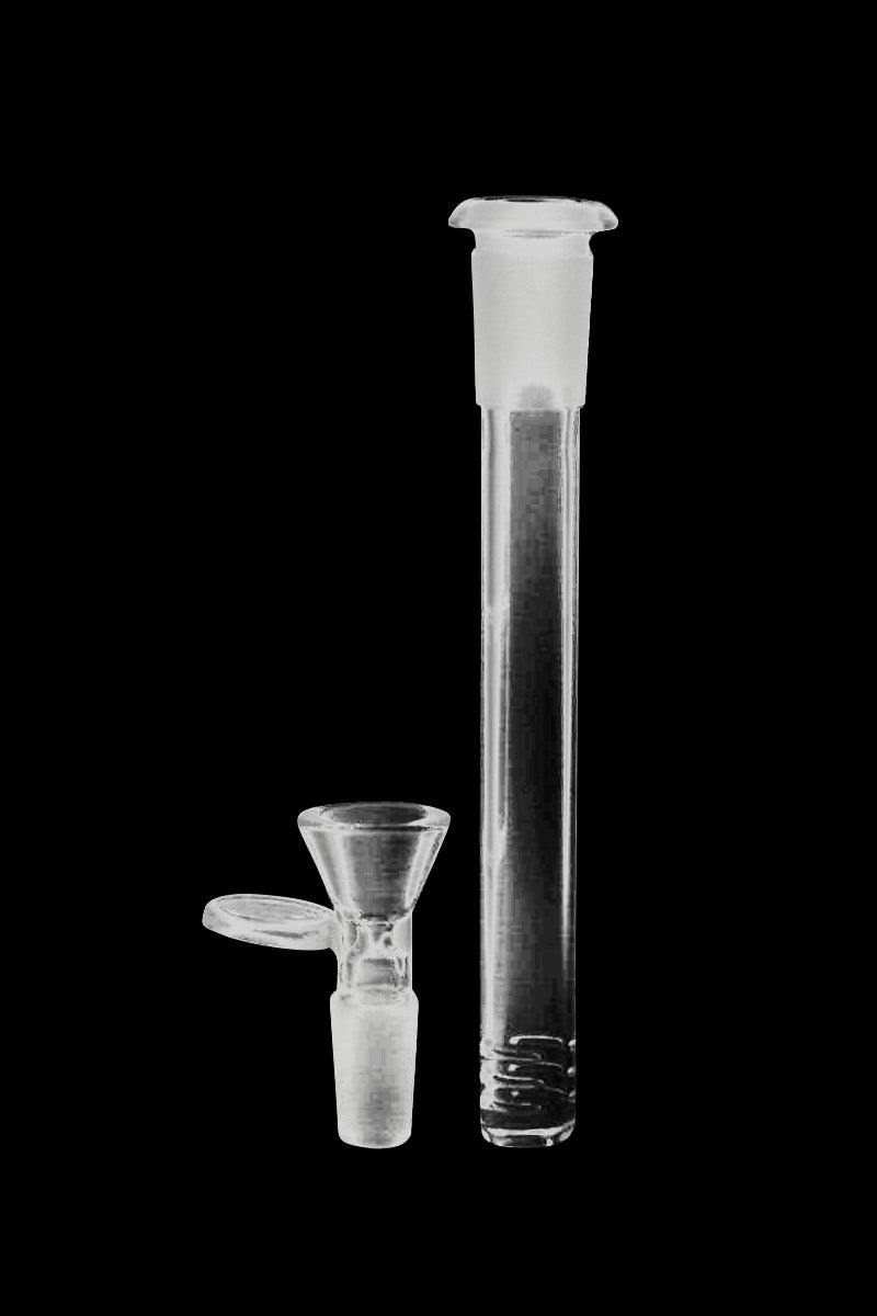 A close-up, angled view of the Pulsar Replacement Diffused Downstem & Herb Slide against a dark background.