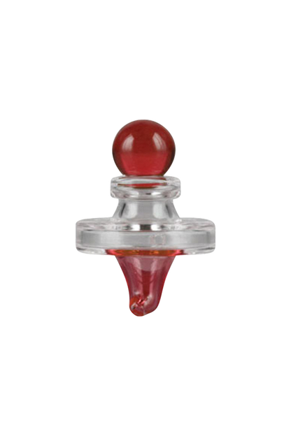 A top-down view of the Pulsar UFO Directional Carb Cap, showcasing its clear glass construction and circular design.