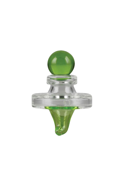 Close-up view of the Pulsar UFO Directional Carb Cap, showcasing its rounded, translucent green form against a plain white background.