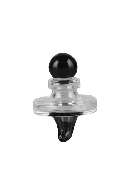 A close-up, angled view of the Pulsar UFO Directional Carb Cap in black, showing its rounded, dish-like shape.