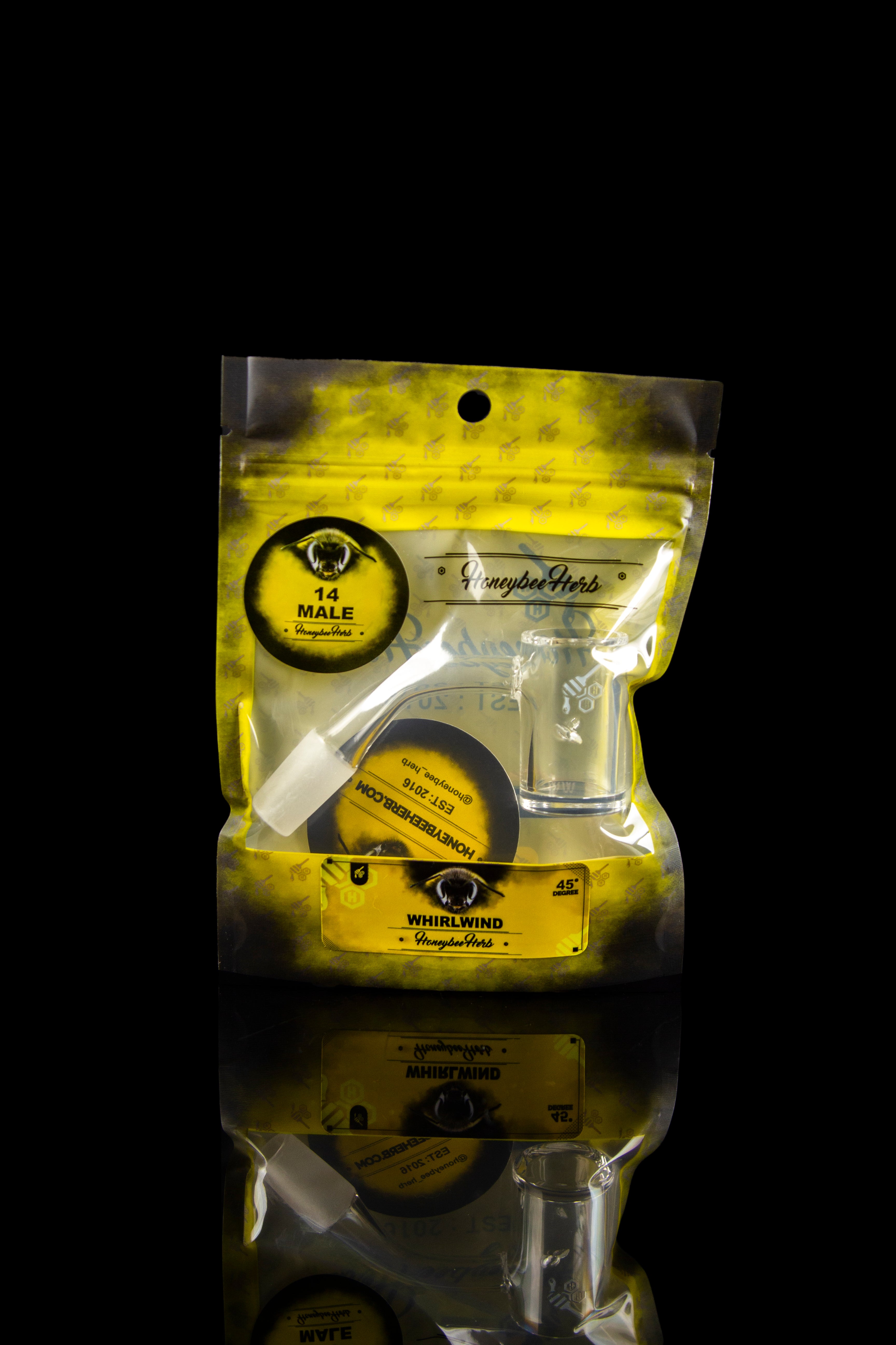 Honeybee Herb Whirlwind Quartz Banger - Yellow Line