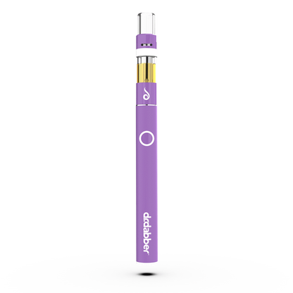 Front view of the Dr. Dabber Universal 510 Threaded Battery, a sleek, silver cylindrical device with a visible connection point.