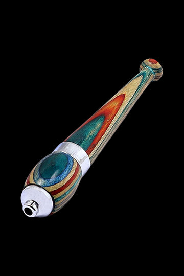 Large - Rainbow Wood Zeppelin One Hitter with Chrome Accent