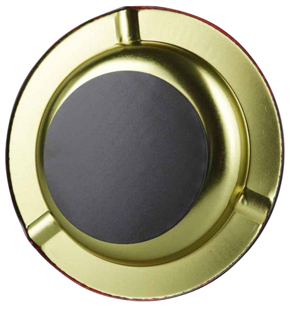 Overhead view of the RAW Round Metal Magnetic Ashtray, showing a circular, silver metallic dish with a textured surface.