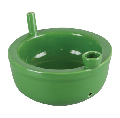 A front view of the Roast And Toast Ceramic Cereal Bowl Pipe, showing a white ceramic bowl with a minimalist design.