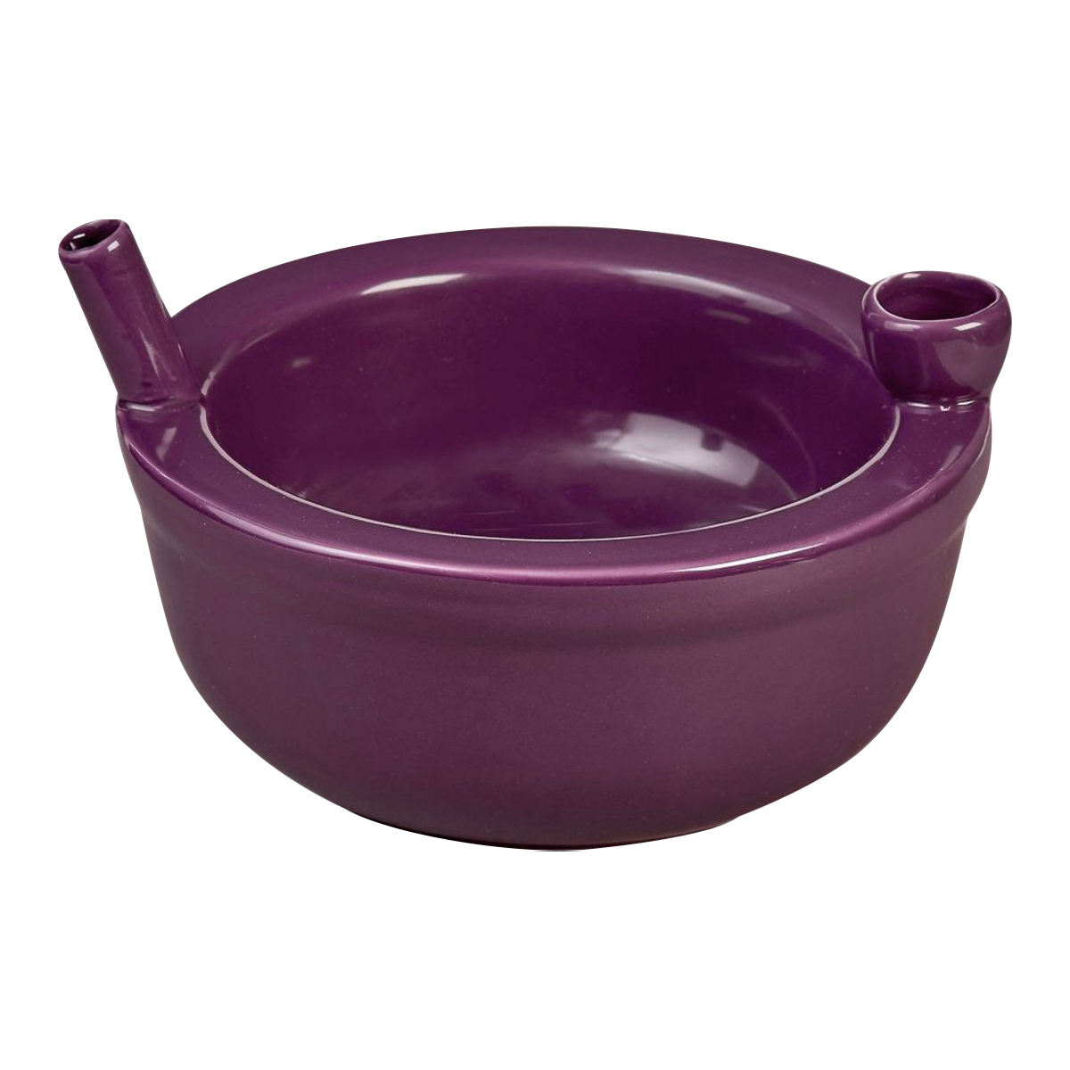 A front view of the Roast And Toast Ceramic Cereal Bowl Pipe, showcasing its rounded shape and glossy finish.