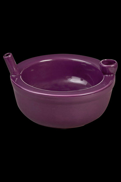 A front view of the Roast And Toast Ceramic Cereal Bowl Pipe, showcasing its rounded shape and glossy finish.