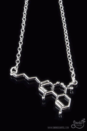 Close-up of Silver Pendant - Smoke Cartel THC Molecule Bracelet