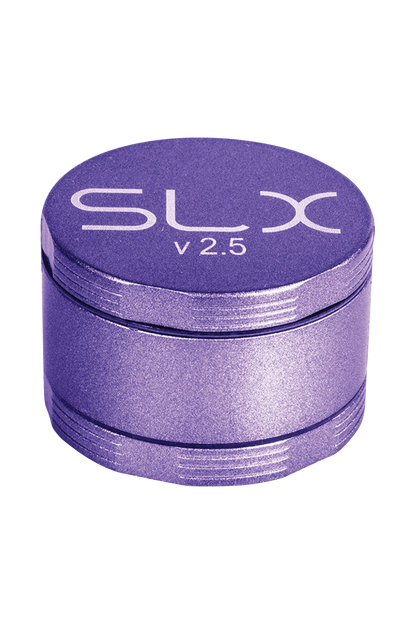 A close-up shot of the SLX Ceramic Coated 2.5" Medium Grinder, showcasing its cylindrical shape and metallic finish.