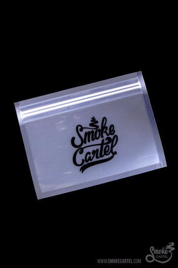 A close-up shot of the Smell Proof Bags (Pack of 10 Baggies) with a clear plastic appearance and folded edges. - Smell Proof Bags (Pack of 10 Baggies)
