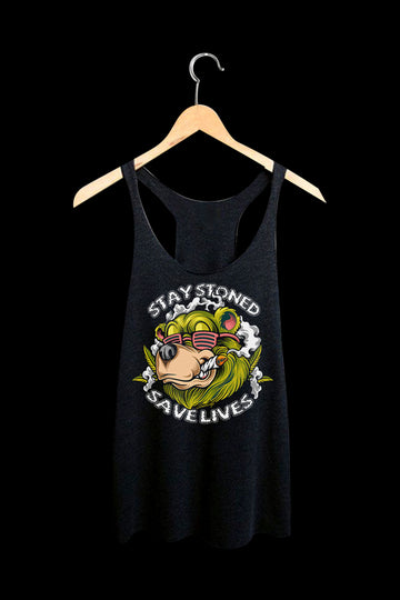 StonerDays Stay Stoned Save Lives Racerback Tank Top - StonerDays Stay Stoned Save Lives Racerback Tank Top