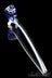 Blue - Long Gandalf Sherlock with Frit Head, White Surface Work, and Dichro Strip - Glassheads - - Long Gandalf Sherlock with Frit Head, White Surface Work, and Dichro Strip