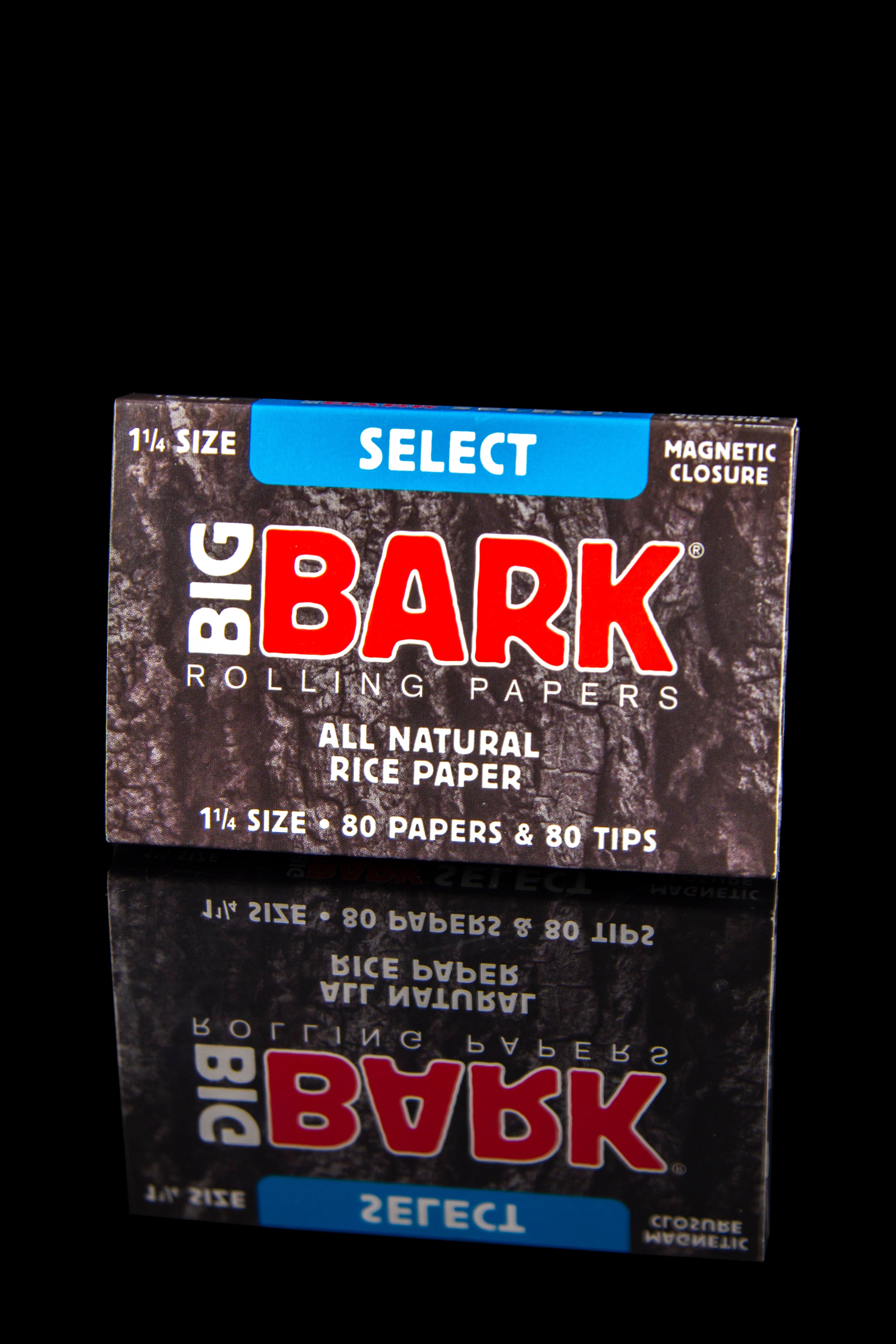 Package of “Big Bark” rolling papers with a blue “Select” banner.