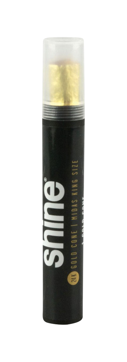 Front view of the Shine 24K Gold Kingsize Pre-Rolled Cone with a gold foil wrap against a plain white background.