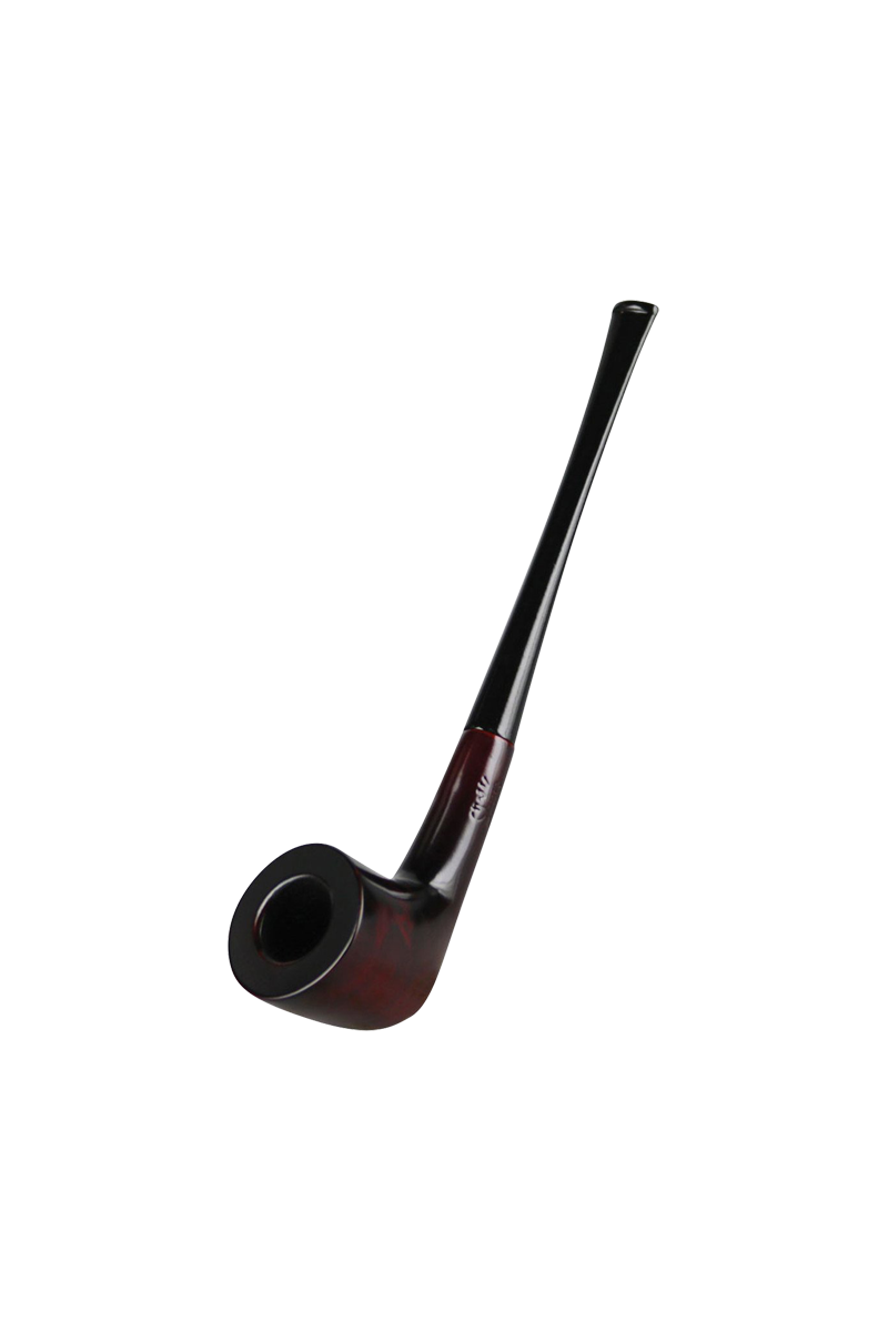 A side view of the Pulsar Dublin Wooden Sherlock Pipe, showing the curved stem and dark wood finish against a plain white background.
