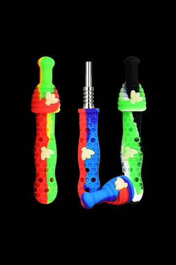 4 Honey bee Silicone Hand Pipe W/ Dabber -Sili-7H