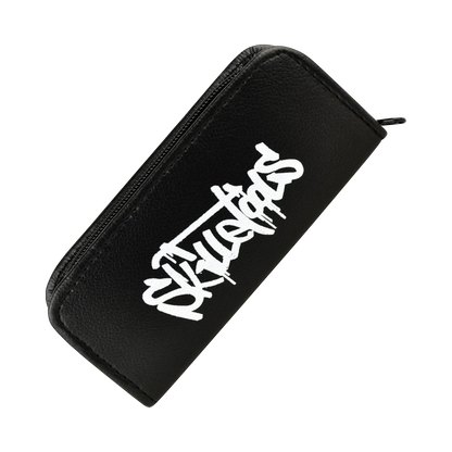 Close-up of the Skilletools Travel Kit Dab Handle & Tips, showcasing a black zippered case with a minimalist design.