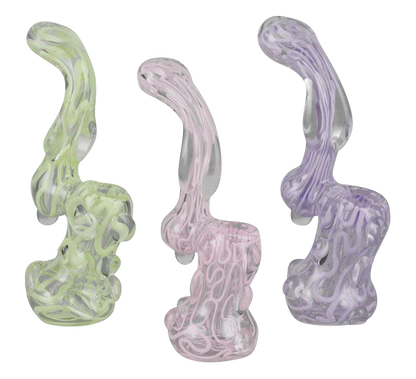 A front view of the Slime Glass Bubbler, showcasing the translucent glass with a unique, organic shape against a plain white background.
