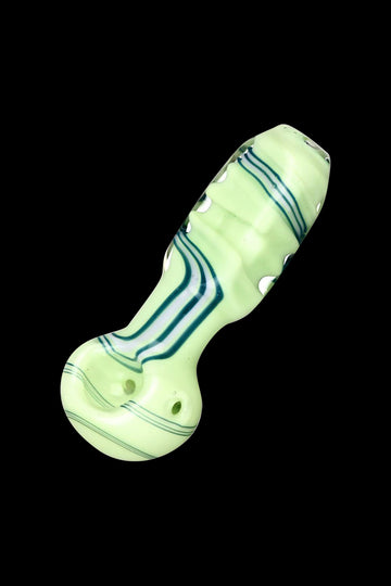 Square Neck - Slime Green Swirled Glass Spoon Pipe