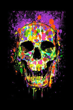 Splatter Skull Non-Flocked Blacklight Poster