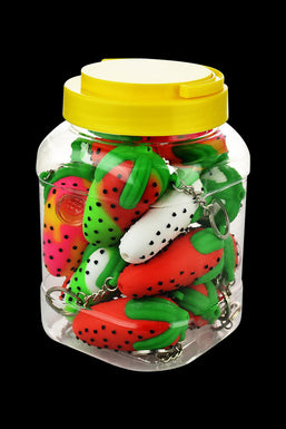 Strawberry Keychain Silicone Pipe - Bulk 15 Pack