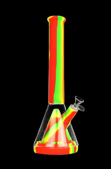 Rasta - Showerhead Pyramid Perc Striped Silicone & Glass Water Pipe