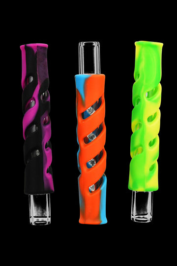 Swirled Silicone Wrapped Glass Taster Chillum