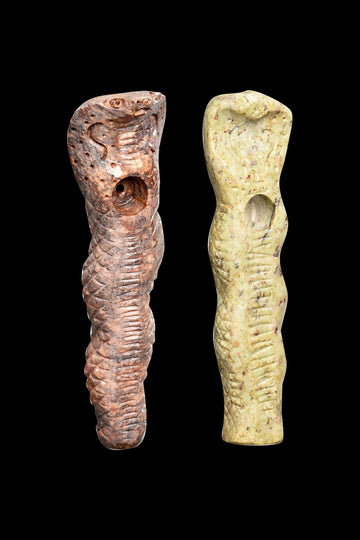 Textured Cobra Carved Stone Pipe