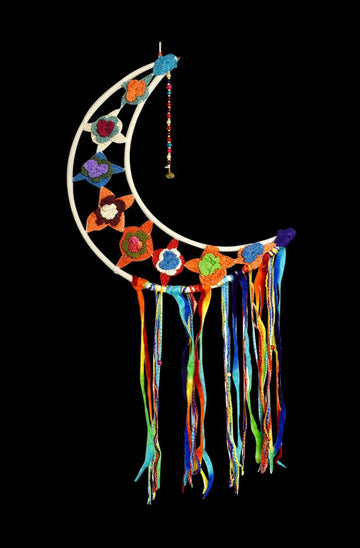 ThreadHeads Rainbow Flower Moon Dreamcatcher with Tassels