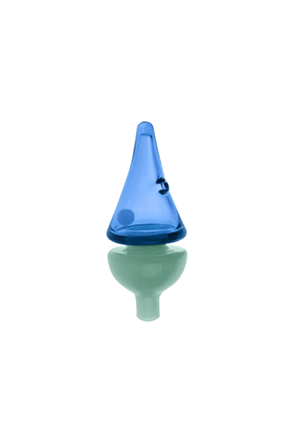 A close-up, angled view of the Tornado Spinning Kinetic Ball Carb Cap, showcasing its smooth, reflective surface.