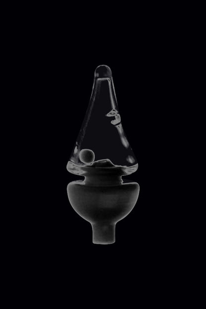 A close-up, angled view of the Tornado Spinning Kinetic Ball Carb Cap with a sleek, rounded design and reflective surface.