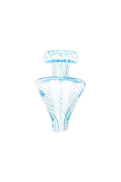 A close-up, angled view of the Glass Triangle Cone Carb Cap, showcasing its clear glass construction and triangular shape.