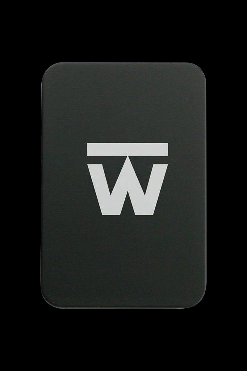 Front view of the Truweigh Gauge Digital Mini Scale, showcasing its compact, minimalist design against a dark backdrop.