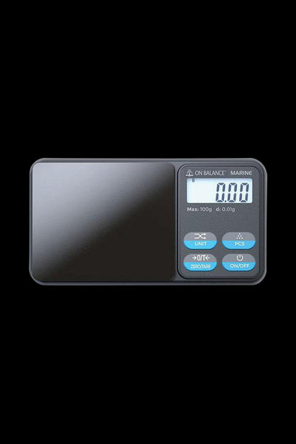 Front view of the Truweigh Marine Washdown Mini Scale displaying “0.00” on its digital screen.