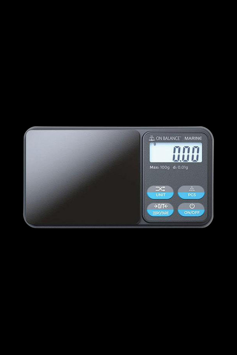 Front view of the Truweigh Marine Washdown Mini Scale displaying “0.00” on its digital screen.