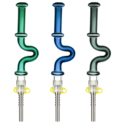 Front view of the U-Bend Neck Vapor Dab Straw with Titanium Tip, showcasing its curved neck and metallic tip against a plain background.