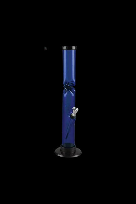Blue glass water pipe isolated on a black background.