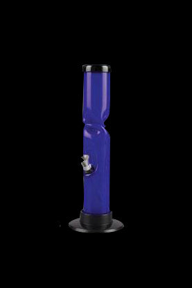 Blue acrylic water pipe with ice pinch and removable downstem.