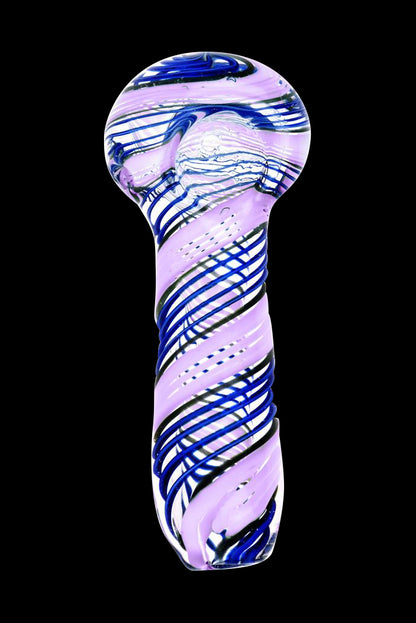 Purple and black swirled glass smoking pipe.