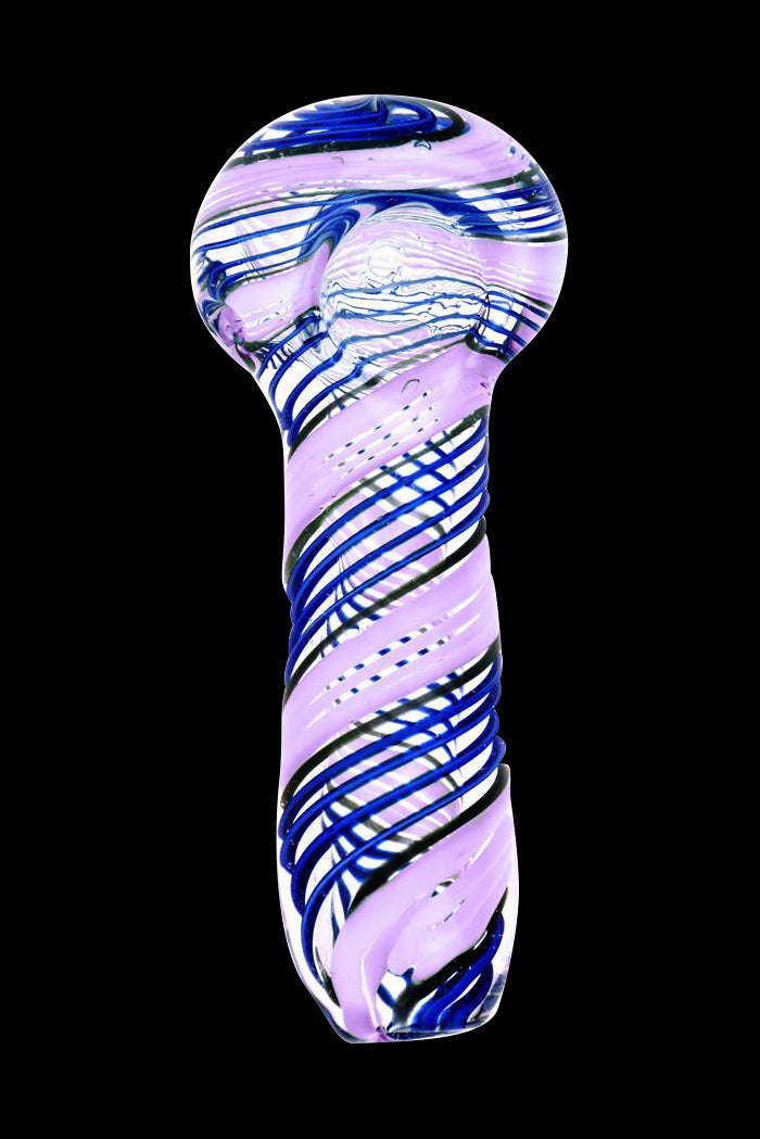 Purple and black swirled glass smoking pipe.