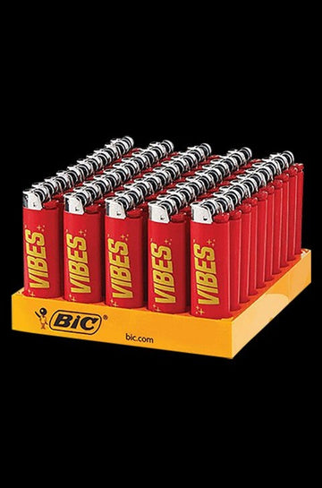 50pc Display VIBES Bic Lighters Red